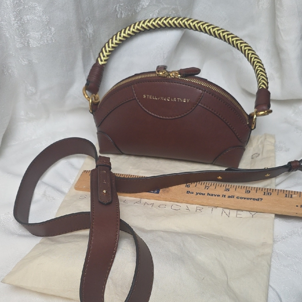 Stella McCartney Brown Braided-Handle Mini Dome Bag - Picture 2 of 14